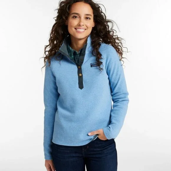 L.L.Bean Women's Lakewashed Double-Knit Quarter-Snap - Picture 2 of 3